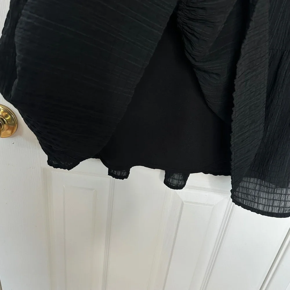 Who What Wear Tiered Ruffle Sleeve Dress Black Striped Size XS Mini Womens Party